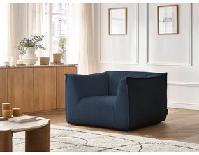 Ciemnoniebieski fotel z materiału bouclé Giorgia – Bobochic Paris