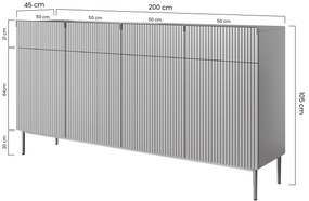 Komoda z szufladami Nicole 200 cm - kaszmir / złote nóżki