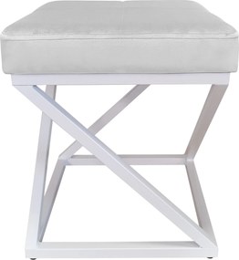 Pufa ZOA tkanina Welur loft ławka podnóżek metal : Kolor Stelaża - Biały, Kolor tkaniny - VELVET - MG39, Typ tkaniny - Velvet