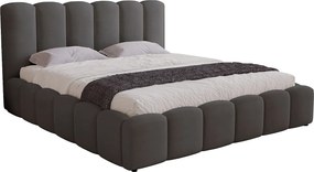 Łóżko tapicerowane 200x200 Florent - łóżko z pojemnikiem i stelażem metalowym - welur, ciemny szary (Magic Velvet 2271)