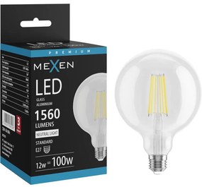 Mexen Vintis żarówka filament LED E27, G125, 12W, Neutralna - 4000K, 1560 lm, clear - L158-E27-1240-00