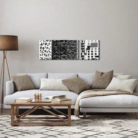 Obraz architektury czarno-białej (z zegarem) (90x30 cm)