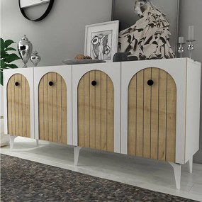 Komoda wisząca – 150 cm x 79 cm x 40 cm – Dąb biały i szafirowy – Płyta wiórowa