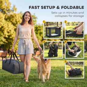 PawHut Składana transporterka dla psa z poduszką, zdejmowany i pralny pokrowiec z tkaniny Oxford dla psów do 38 kg, zielony militarny | Aosom PL