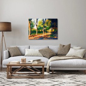Obraz lasu w letnim słońcu, malarstwo (70x50 cm)
