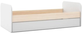 Białe łóżko dziecięce w dekorze sosny z wysuwanym łóżkiem i schowkiem 90x200 cm Esteban – Marckeric