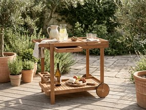 Ogrodowy stolik serwujący na kółkach GRIL PARTY, drewno akacjowe