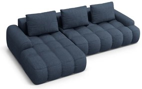Ciemnoniebieski rozkładany/ze schowkiem narożnik (lewostronny/z szezlongiem) Linz – Cosmopolitan Design