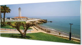 Panel Kuchenny Szklany Latarnia Morska na Skalistym Brzegu