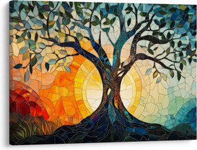Obraz – Mozaika – słońce i drzewo I. (70x50 cm)