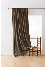 Brązowa zasłona zaciemniająca VELVET 140x270 cm Zawieszanie: Taśma z wiązaniami