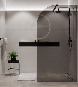 Ścianka prysznicowa WALK IN FIX grafitowa półokrągła 8 mm MOLIS Grafit Moon MASSI | różne rozmiary : Kolor profili kabiny - złoty, Szerokość ścianki - 100 cm, Typ montażu - WALK in FIX (Do ściany)