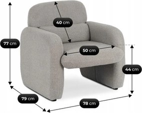 Fotel Wypoczynkowy do Salonu TOGO Szary Boucle Nowoczesny