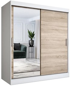Szafa przesuwna biały + dąb sonoma 180 cm - Seko 5X