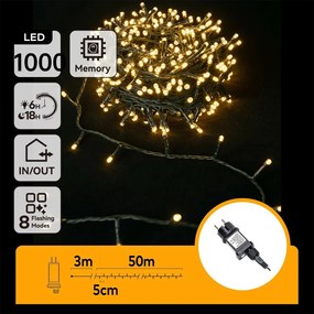 Aigostar - Zewnętrzny łańcuch świetlny LED 1000xLED/8 funkcji 53m IP44 ciepła biała