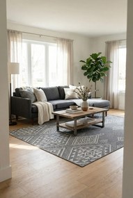 Szary dywan sznurkowy w stylu boho G0-N54