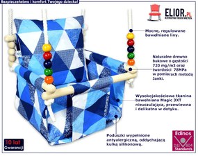 Niebieska kubełkowa huśtawka dla dzieci P1-K37