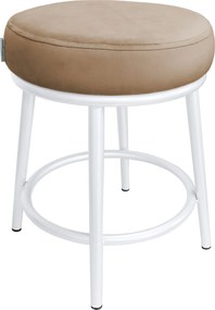 Taboret Ben tkanina Welur stelaż metalowy STOŁEK LOFT : Kolor Stelaża - Biały, Kolor tkaniny - VELVET - MG06, Typ tkaniny - Velvet