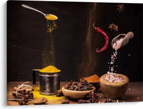 Obraz - Przyprawy w ruchu (70x50 cm)