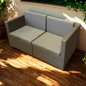 Mała sofa balkonowa z szarego technorattanu