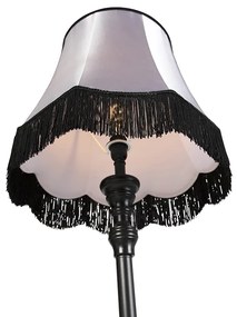 Klasyczna lampa podłogowa czarna klosz Granny szaro-czarny 45cm - Classico klasyczny/Antyczny Oswietlenie wewnetrzne