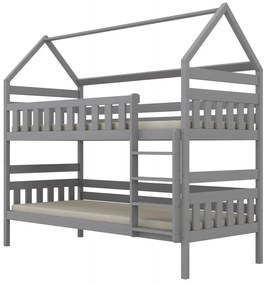 Łóżko piętrowe domek FELIKS 200x90 szare drewniane KOCOT KIDS