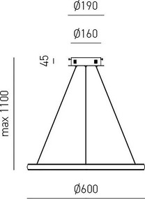 Iole S1 lampa wisząca LED 28W, ściemnialna, pierścień szczotkowane złoto, 3000K, IP20