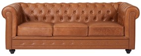 Kanapa 3-osobowa z camelowej skóry bydlęcej - CHESTERFIELD