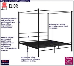 Czarne łóżko dwuosobowe z metalu 200x200 cm - Wertes