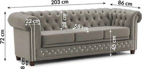 Szara aksamitna rozkładana sofa 203 cm York Blik – Ropez