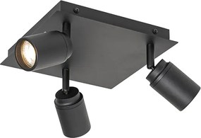 Inteligentne oświetlenie łazienkowe czarne kwadratowe IP44 w komplecie z 3 żarówkami Wi-Fi GU10 - Ducha