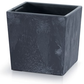 Donica ogrodowa z wkładem Urbi Square Low Beton Effect 29,5 x 29,5 x 29 cm antracytowy PROSPERPLAST