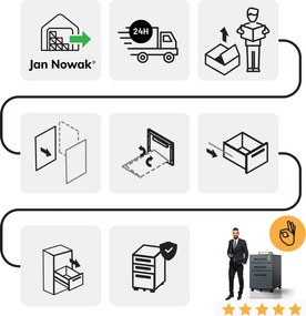 Kontenerek pod biurko KATE 390 x 600 x 500 mm, antracytowy