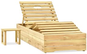 Regulowany leżak w zestawie z poduszką i stolikiem zielony T7-R32