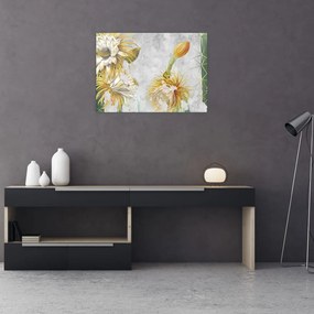 Obraz na szkle - Kwitnące kaktusy, vintage (70x50 cm)