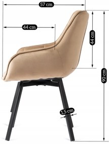 Krzesło Tapicerowane Obrotowe do Salonu LUNA Beżowe Welurowe Nowoczesne Loft