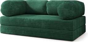 Masseno Sofa piankowa ALVIO z funkcją spania, Kanapa z pianki, Bezmontażowa, Tkanina sztruksowa – Butelkowa zieleń TILIA 39