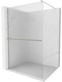 Mexen Kioto+ ścianka prysznicowa z półką Walk-in 70 x 200 cm, prążki, nikiel szczotkowany - 800-070-121-97-09