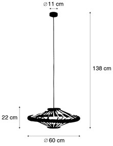 Orientalna lampa wisząca bambusowa z czarnym 60 cm - EvalinKolonialny Oswietlenie wewnetrzne