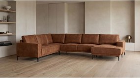 Koniakowy narożnik z imitacji skóry (prawostronny/w kształcie litery U) Copenhagen – Scandic