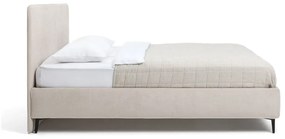 Beżowe tapicerowane łóżko dwuosobowe ze stelażem 160x200 cm Noira Slim – Bonami Selection