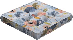 Poduszka na krzesło Kuba kolor niebieski tkanina wzorzysta