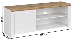 Stolik pod telewizor VILGO 1D160, błyszczący biały