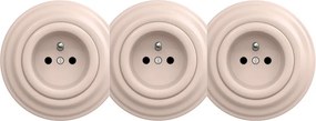 Kliklap - Potrójne retro gniazdko ścienne z ramką 230V, staro-różowe