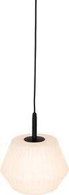 Nowoczesna lampa wisząca zewnętrzna czarna z białym kloszem 33 cm IP44 - Robbert