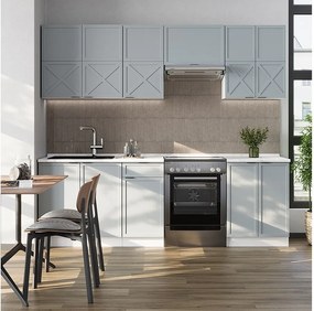 Aneks kuchenny jasnoniebieski/szary/biały 240x60x81.6 fame-line