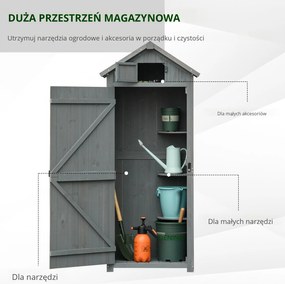 Outsunny Szafka Ogrodowa 77cm z Półkami z Drewna Szary+Zielony | Aosom PL