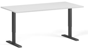 Biurko z regulacją wysokości, 160x80 cm, 2 silniki, czarna podstawa, biała