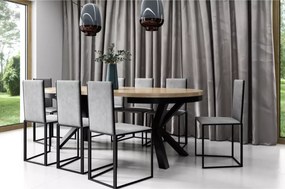 Stół loftowy okrągły rozkładany Bistro 100–176 cm – industrialny stół do jadalni, stalowe nogi