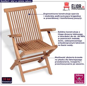 Składane drewniane krzesła ogrodowe W7-B49